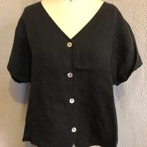 Bryn Walker vintage style black baggy cropped top